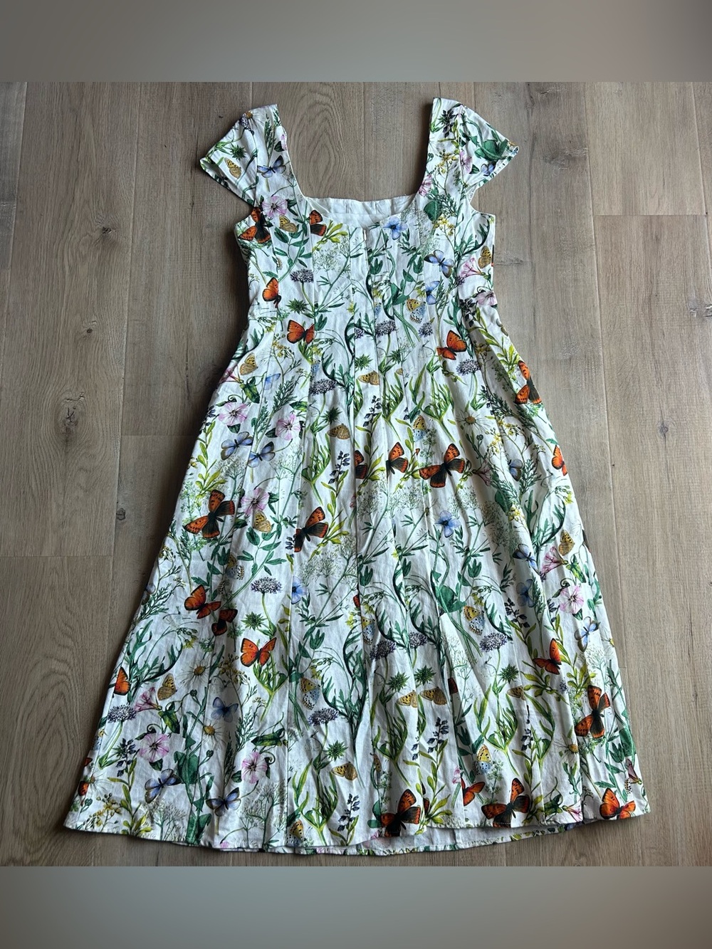 Avec Les Filles Floral Linen Blend Fit & Flare Dress - Picture 8 of 8